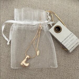Anthropologie Gold bubble monogram L Pendant Necklace